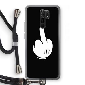 Middle finger black: Xiaomi Redmi 9 Transparant Hoesje met koord