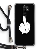 Middle finger black: Xiaomi Redmi 9 Transparant Hoesje met koord