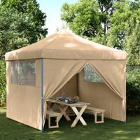 Partytent inklapbaar pop-up met 4 zijwanden beige