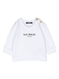 Balmain Kids sweat en coton à logo floqué - Blanc