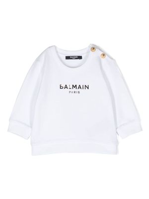 Balmain Kids sweat en coton à logo floqué - Blanc