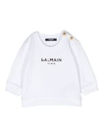 Balmain Kids sweat en coton à logo floqué - Blanc