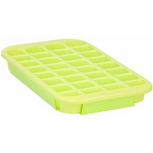 XL ijsblokjes vorm - 32 ijsklontjes - lime groen - 33 x 18 x 3.5 cm - rubber - IJsblokjesvormen