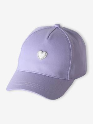 Pet voor meisjes met geborduurd hart bleekblauw