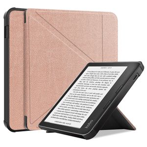 Lunso - Origami sleepcover hoes - Kobo Libra 2 (7 inch) - Rose Goud
