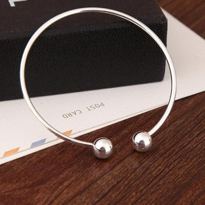 Koperen grote bal legering Opening Bangle voor Woman(silver)