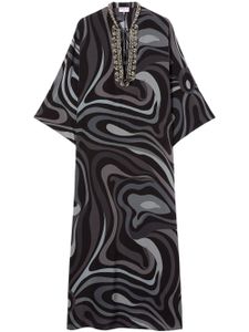 PUCCI caftan en soie à imprimé Marmo - Noir