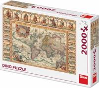 DinoToys Dino puzzel - historische kaart van de wereld - 2000 stukjes