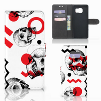 Telefoonhoesje met Naam Samsung Galaxy S7 Edge Skull Red - thumbnail