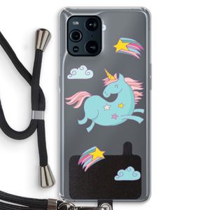 Vliegende eenhoorn: Oppo Find X3 Pro Transparant Hoesje met koord