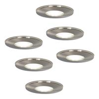 Set van Vegas - LED Inbouwspots - 5 Watt 400 lumen - 6000K Daglicht wit - GU10 - Dimbaar - Rond - IP44 voor badkamer, buiten en binnen - RVS