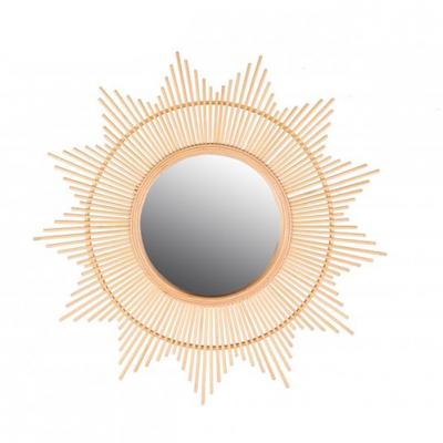 Wandspiegel bohemian Sunshine - bruin - zon - bamboe hout - Dia 60cm