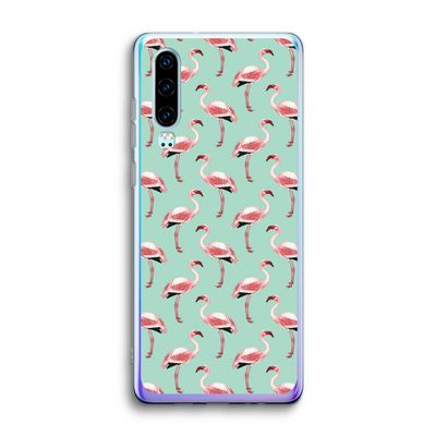 Flamingoprint groen: Huawei P30 Transparant Hoesje