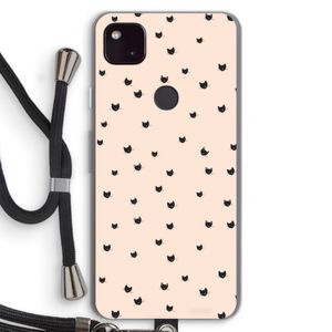 Kleine kattenkopjes: Pixel 4a 5G Transparant Hoesje met koord