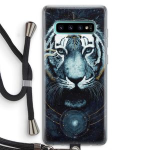 Darkness Tiger: Samsung Galaxy S10 Plus Transparant Hoesje met koord