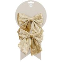 Decoratie strikken - 2x st - champagne - 12 x 13 cm - strikjes
