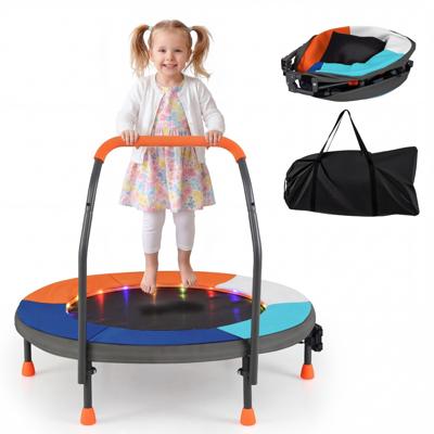 Minitrampoline van 90 cm voor Kinderen met Lampjes Kleine Opvouwbare Trampoline voor Binnen en Buiten met Schuimrubberen Handgreep-Model 2