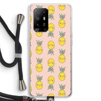 Ananas: Oppo A94 5G Transparant Hoesje met koord Ananas: Oppo A94 5G Transparant Hoesje met koord
