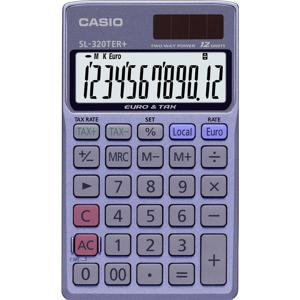 Casio SL-320TER+ Zakrekenmachine Blauw Aantal displayposities: 12 werkt op zonne-energie, werkt op batterijen (l x b x h) 118.5 x 70 x 118.5 mm