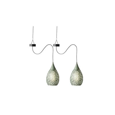 2x stuks groene solar tuinverlichting hanglamp ijzer 21 cm