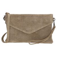 Charm Suède Envelop Clutch / Avondtasje Licht Grijs