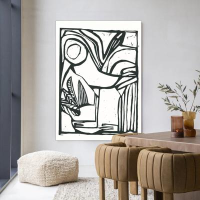 Urban Cotton Wandkleed 'Vogel' 145 x 190cm in Frame - black