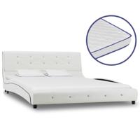 Bed met traagschuim matras kunstleer wit 140x200 cm