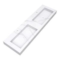 Brauer Coral Wastafel - 160 cm - met 2 Spoelbakken en 2 Kraangaten - Marmerlook Calacatta Gold