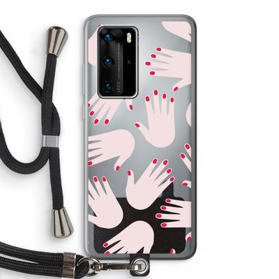 Hands pink: Huawei P40 Pro Transparant Hoesje met koord