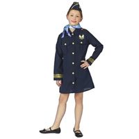 Stewardessen verkleed jurkje met pet en sjaal voor meisjes 164 (14 jaar)  - - thumbnail