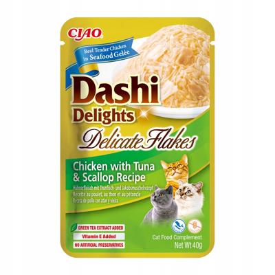 INABA CAT Dashi Delights Delicate Flakes Kip met Tonijn & Sint-Jakobsschelp - kattensnack - 40g