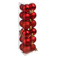 Atmosphera Kerstballen - rood - 18ST - glans en mat - 3 cm - thumbnail