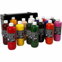 Creativ Company Textielkleur, diverse kleuren, 15x500 ml/ 1 doos