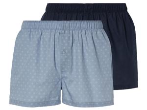 LIVERGY 2 heren boxers (M, Donkerblauw/lichtblauw)