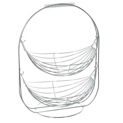 Secret de gourmet Fruitschaal - zilver - metaal - 34 x 25 x 46 cm - Dubbele etagere - fruitmanden Secret de gourmet Fruitschaal - zilver - metaal - 34 x 25 x 46 cm - Dubbele etagere - fruitmanden