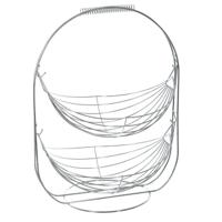 Secret de gourmet Fruitschaal - zilver - metaal - 34 x 25 x 46 cm - Dubbele etagere - fruitmanden