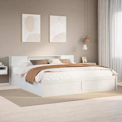 Bedframe zonder matras massief grenenhout wit 180x200 cm
