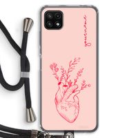 Blooming Heart: Samsung Galaxy A22 5G Transparant Hoesje met koord Blooming Heart: Samsung Galaxy A22 5G Transparant Hoesje met koord
