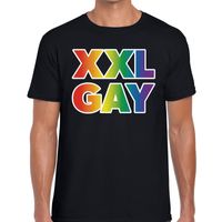 Regenboog XXL gay pride zwart t-shirt voor heren 2XL  - - thumbnail
