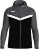JAKO 6824 Jas Met Kap Iconic - Zwart/Antraciet - XL