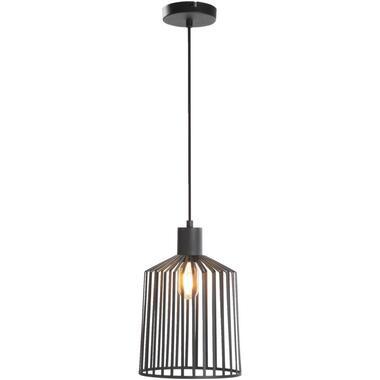Hanglamp Fynn zwart metaal E27 150xØ30 cm - Leen Bakker