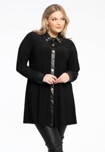 Yoek Blouse mets | Zwart | Maat 46/48
