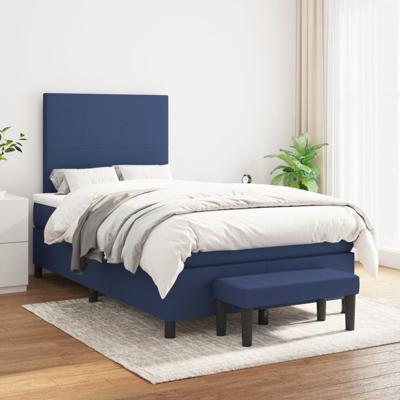 Boxspring met matras stof blauw 120x200 cm