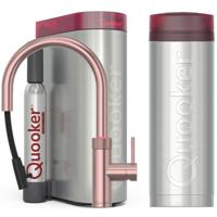 Quooker Flex Round Keukenkraan Set - Kokend Warm- en Koud Water - Uittrekbare Slang - Rosé Koper - Inclusief PRO3 Reservoir & CUBE - Direct Gekoeld Bruisend Water