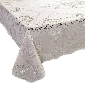 Unique Living tafelkleed/tafellaken - buiten/binnen - ivoor wit - 137 x 180 cm - Kant patroon
