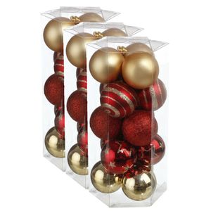 45x stuks kerstballen mix goud/rood gedecoreerd kunststof 5 cm