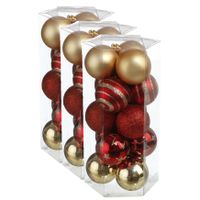 45x stuks kerstballen mix goud/rood gedecoreerd kunststof 5 cm