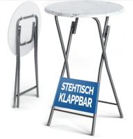 Statafel Marmerlook Wit rond 60cm Inklapbaar