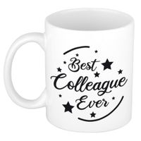 Best colleague ever witte koffiemok / theebeker collega afscheidscadeau pensioen 300 ml   -