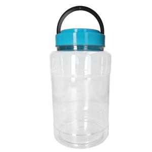 Voedsel opslag container - kunststof - 4 liter - afsluitdop en draag hengsel - transparant/blauw